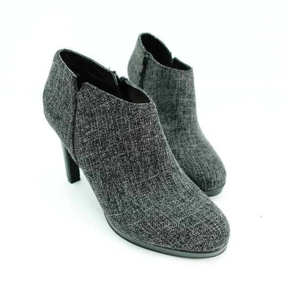 Kelly & Katie Womens Lisanne Bootie Platform Round Toe Zip Up Tweed Gray Size 8 - Picture 2 of 8